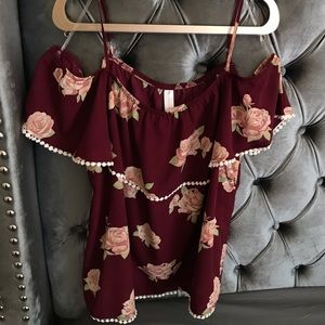 NWOT Juniors Off The Shoulder Ruffle Top